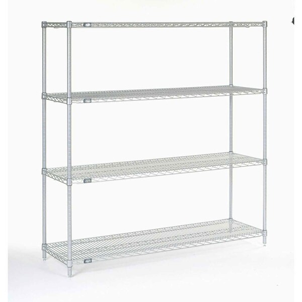 Nexel 5 Tier Silver Epoxy Wire Shelving Starter Unit, 54W x 21D x 86H 21548EP5 - main